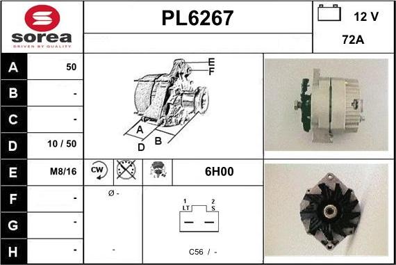 Sera PL6267 - Generator / Alternator - allinparts.ro