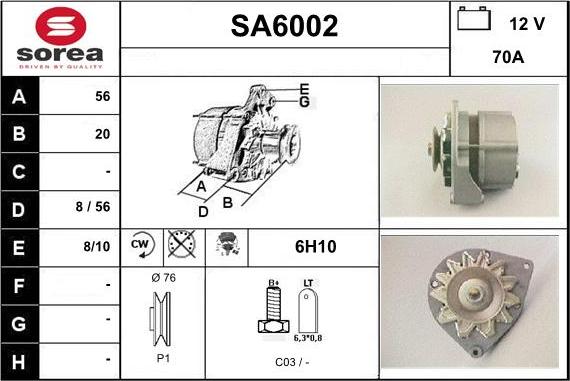 Sera SA6002 - Generator / Alternator allinparts.ro