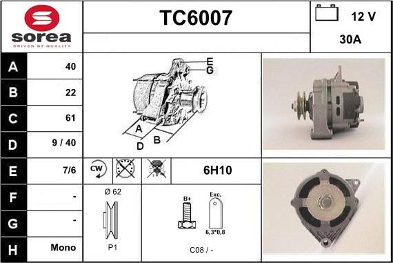 Sera TC6007 - Generator / Alternator - allinparts.ro