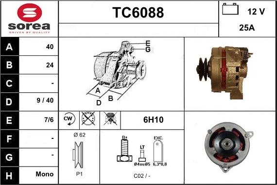 Sera TC6088 - Generator / Alternator allinparts.ro