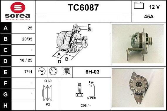 Sera TC6087 - Generator / Alternator allinparts.ro