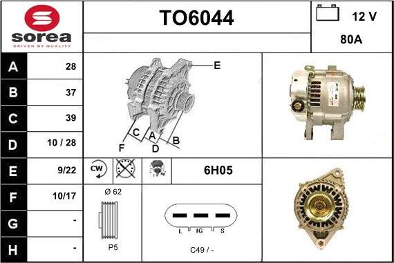 Sera TO6044 - Generator / Alternator - allinparts.ro