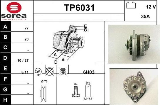 Sera TP6031 - Generator / Alternator - allinparts.ro