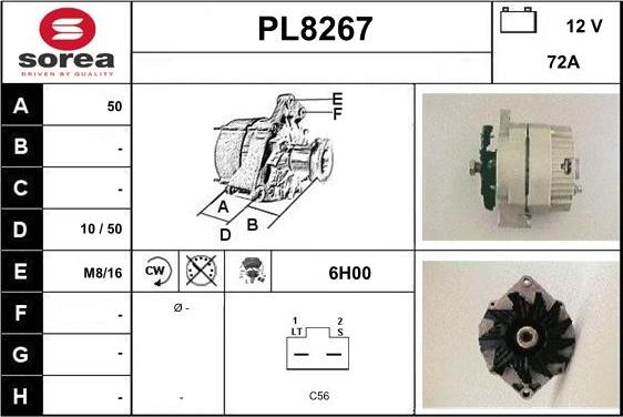 SNRA PL8267 - Generator / Alternator - allinparts.ro