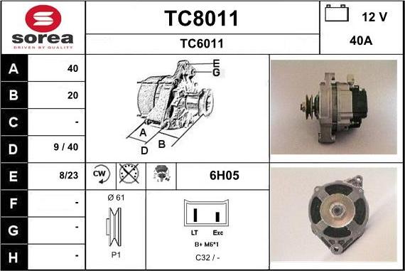 SNRA TC8011 - Generator / Alternator - allinparts.ro