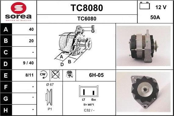 SNRA TC8080 - Generator / Alternator allinparts.ro