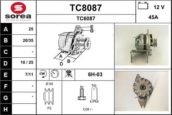 SNRA TC8087 - Generator / Alternator allinparts.ro