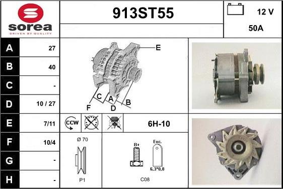 STARTCAR 913ST55 - Generator / Alternator allinparts.ro