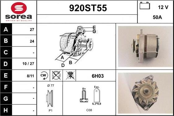 STARTCAR 920ST55 - Generator / Alternator allinparts.ro