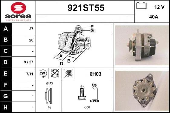 STARTCAR 921ST55 - Generator / Alternator allinparts.ro