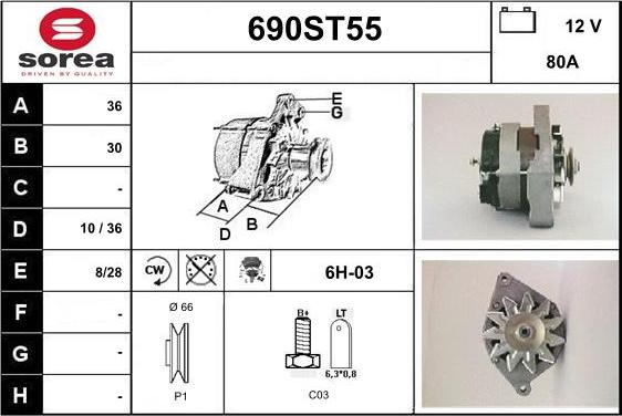 STARTCAR 690ST55 - Generator / Alternator allinparts.ro