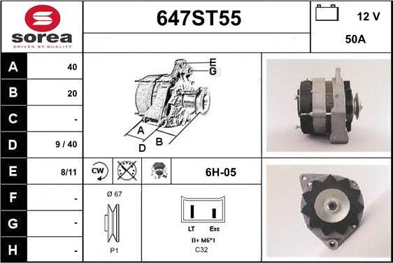 STARTCAR 647ST55 - Generator / Alternator allinparts.ro