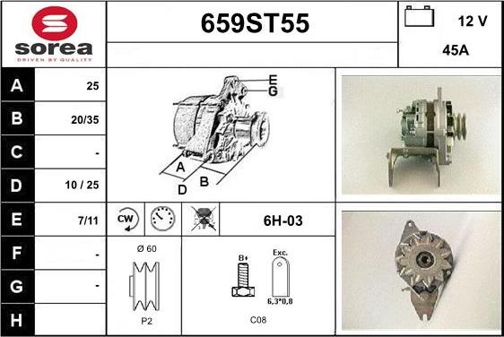 STARTCAR 659ST55 - Generator / Alternator allinparts.ro