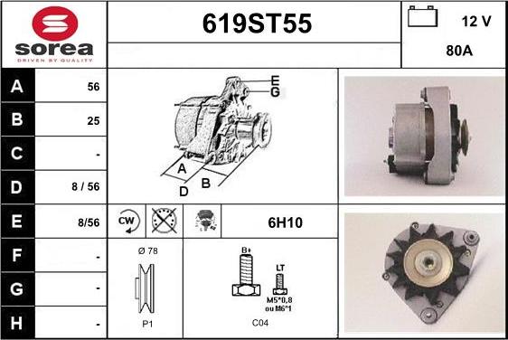 STARTCAR 619ST55 - Generator / Alternator - allinparts.ro