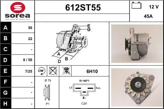 STARTCAR 612ST55 - Generator / Alternator - allinparts.ro