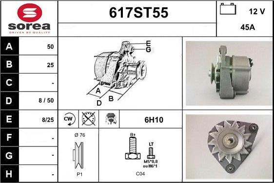 STARTCAR 617ST55 - Generator / Alternator - allinparts.ro
