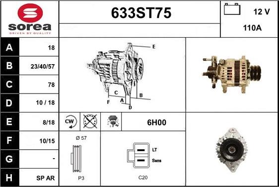 STARTCAR 633ST75 - Generator / Alternator - allinparts.ro