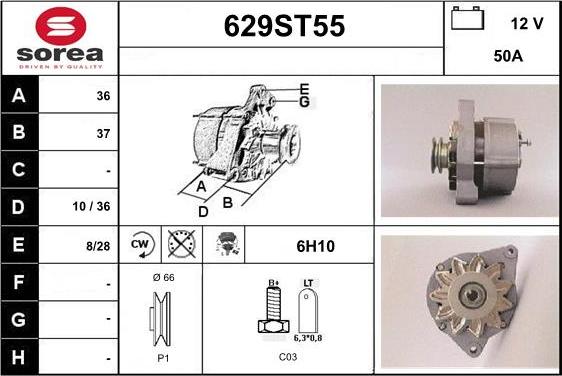 STARTCAR 629ST55 - Generator / Alternator allinparts.ro