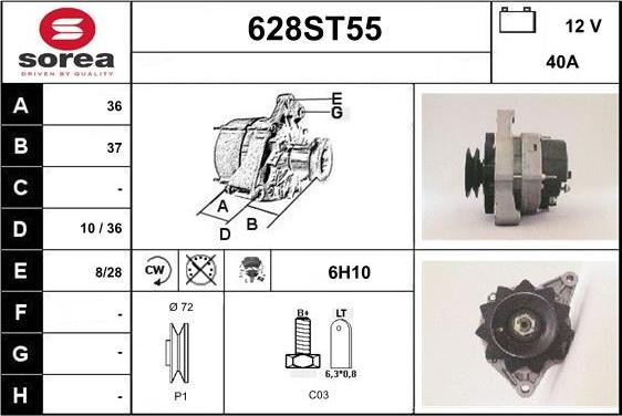 STARTCAR 628ST55 - Generator / Alternator allinparts.ro