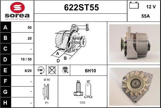 STARTCAR 622ST55 - Generator / Alternator - allinparts.ro