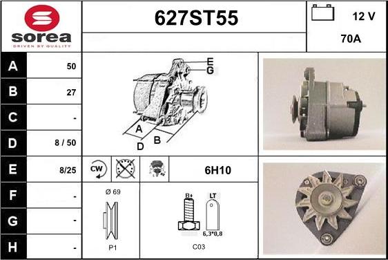 STARTCAR 627ST55 - Generator / Alternator - allinparts.ro