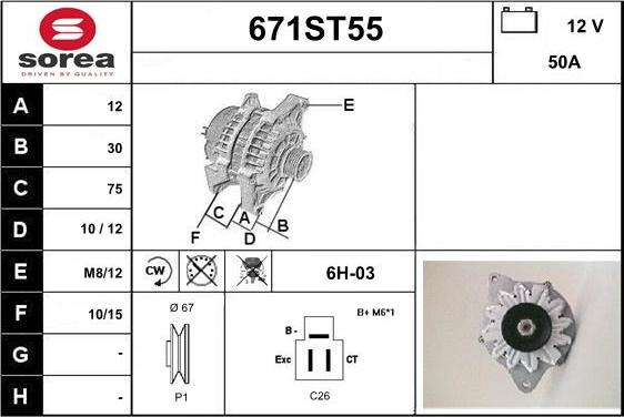 STARTCAR 671ST55 - Generator / Alternator allinparts.ro