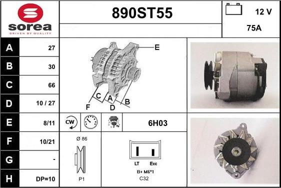 STARTCAR 890ST55 - Generator / Alternator allinparts.ro