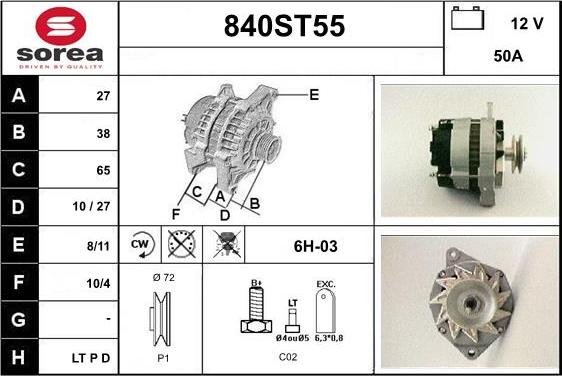 STARTCAR 840ST55 - Generator / Alternator allinparts.ro