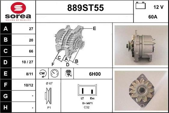 STARTCAR 889ST55 - Generator / Alternator - allinparts.ro