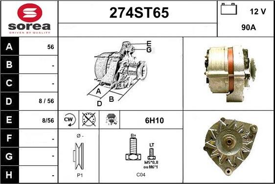 STARTCAR 274ST65 - Generator / Alternator - allinparts.ro