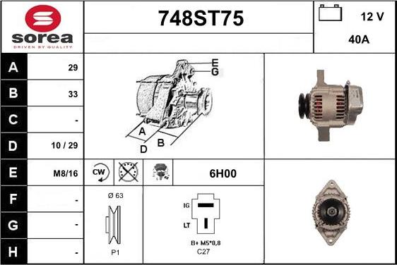 STARTCAR 748ST75 - Generator / Alternator allinparts.ro