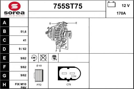 STARTCAR 755ST75 - Generator / Alternator - allinparts.ro