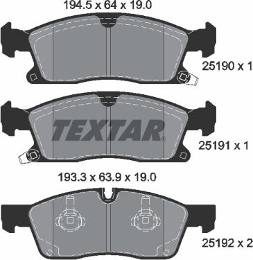 Textar 2519002 - Set placute frana,frana disc allinparts.ro