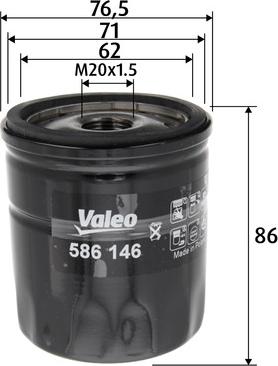 VALEO 586146 - Filtru ulei allinparts.ro