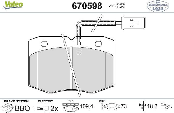 VALEO 670598 - Set placute frana,frana disc allinparts.ro