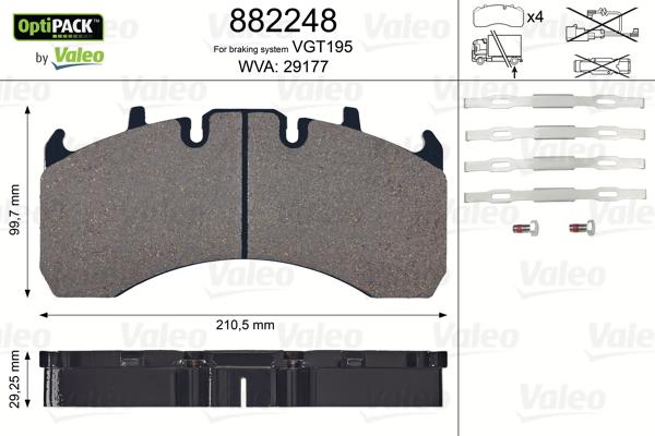 VALEO 882248 - Set placute frana,frana disc allinparts.ro