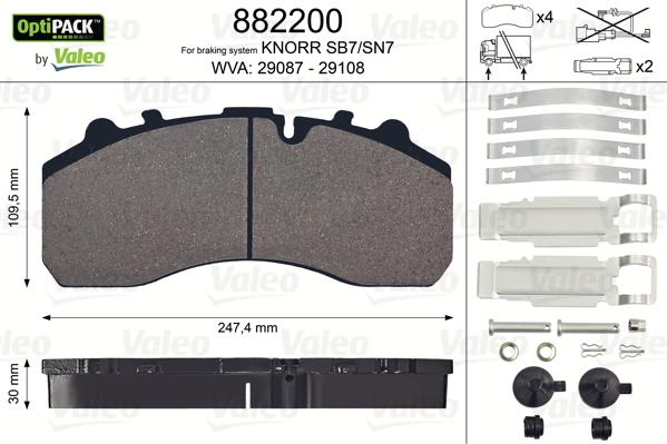 VALEO 882200 - Set placute frana,frana disc allinparts.ro