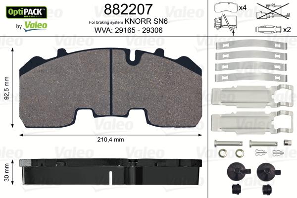 VALEO 882207 - Set placute frana,frana disc allinparts.ro