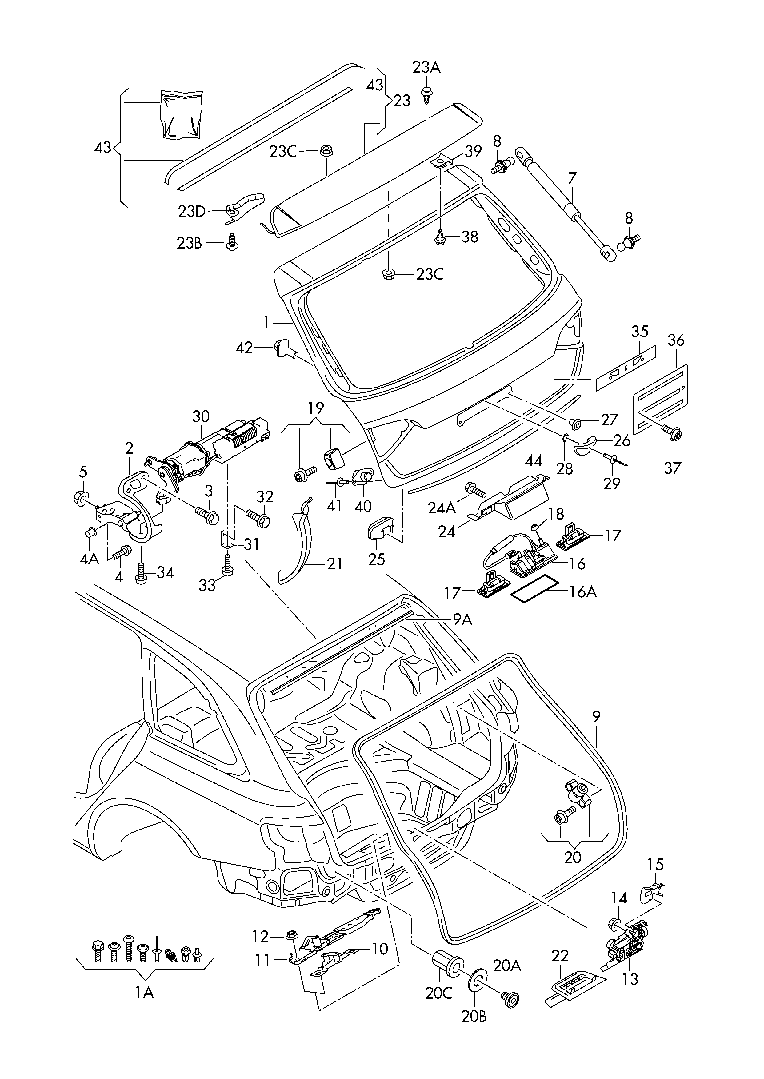 VAG 8R0 827 552 A - Amortizor portbagaj allinparts.ro