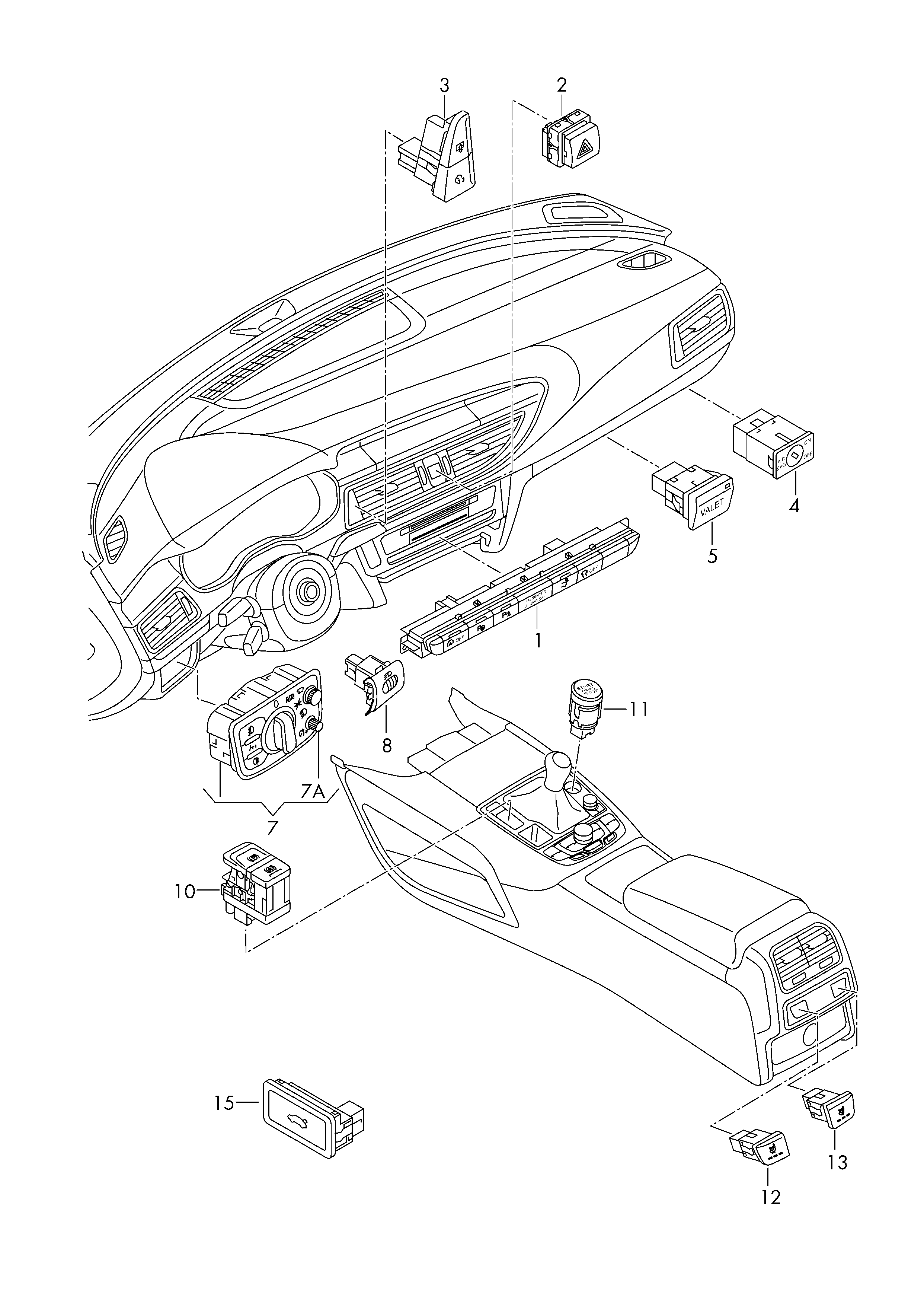 VAG 4G1 927 225 B - Comutator, actionare frana de parcare allinparts.ro