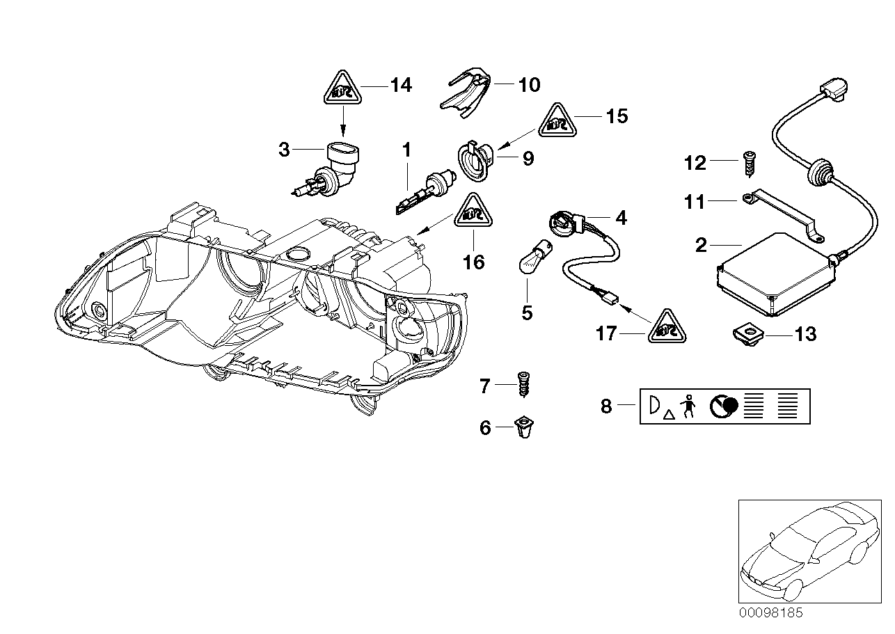 Mini 63 12 8 361 007 - Bec, far faza lunga allinparts.ro
