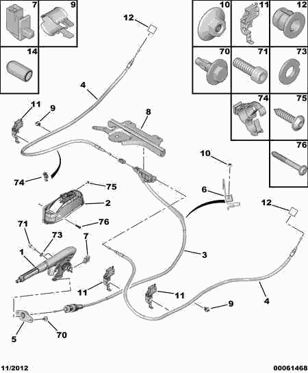 PSA 4746 12 - Cablu, frana de parcare allinparts.ro