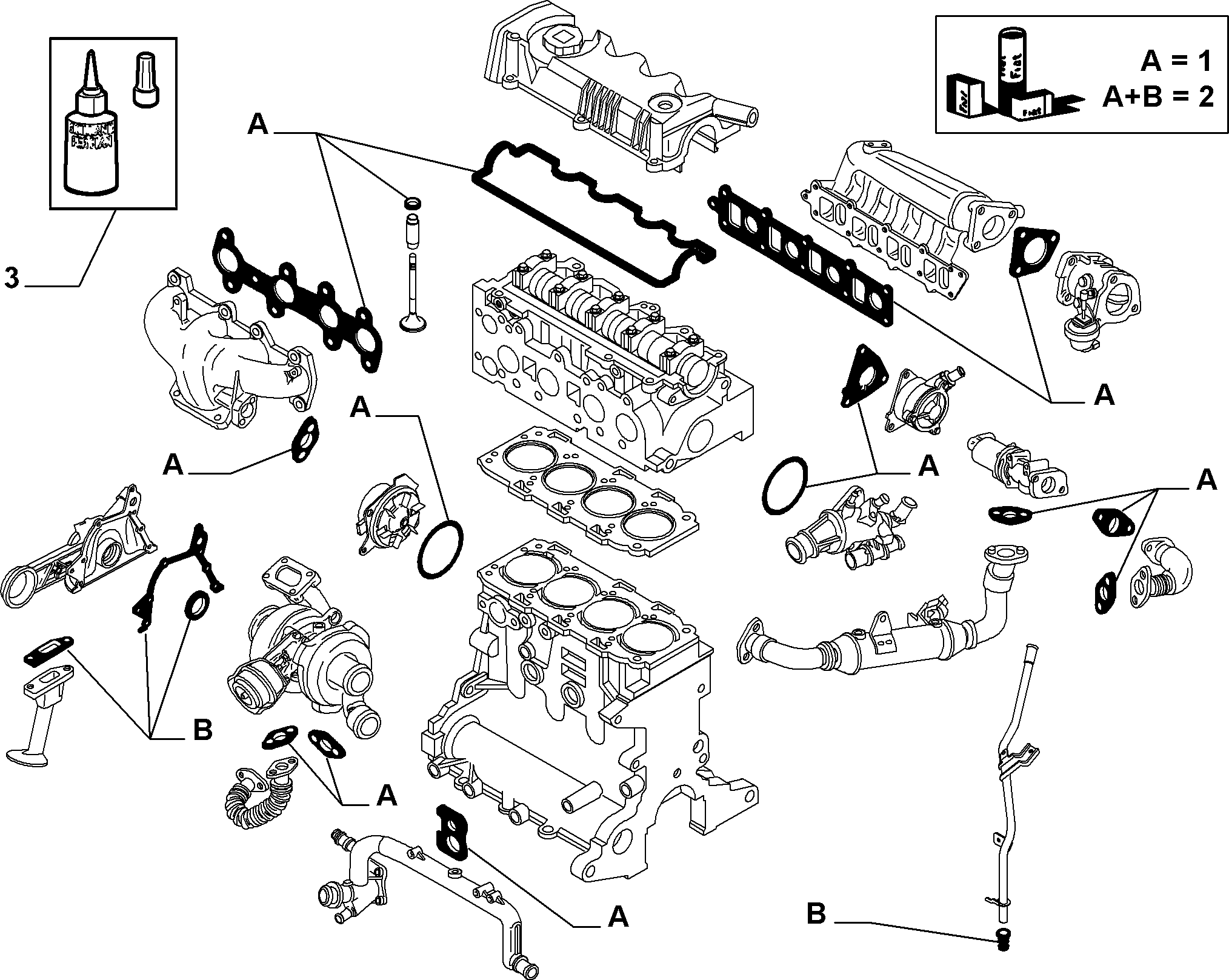 FCA 71718658 - Set garnituri, chiulasa allinparts.ro
