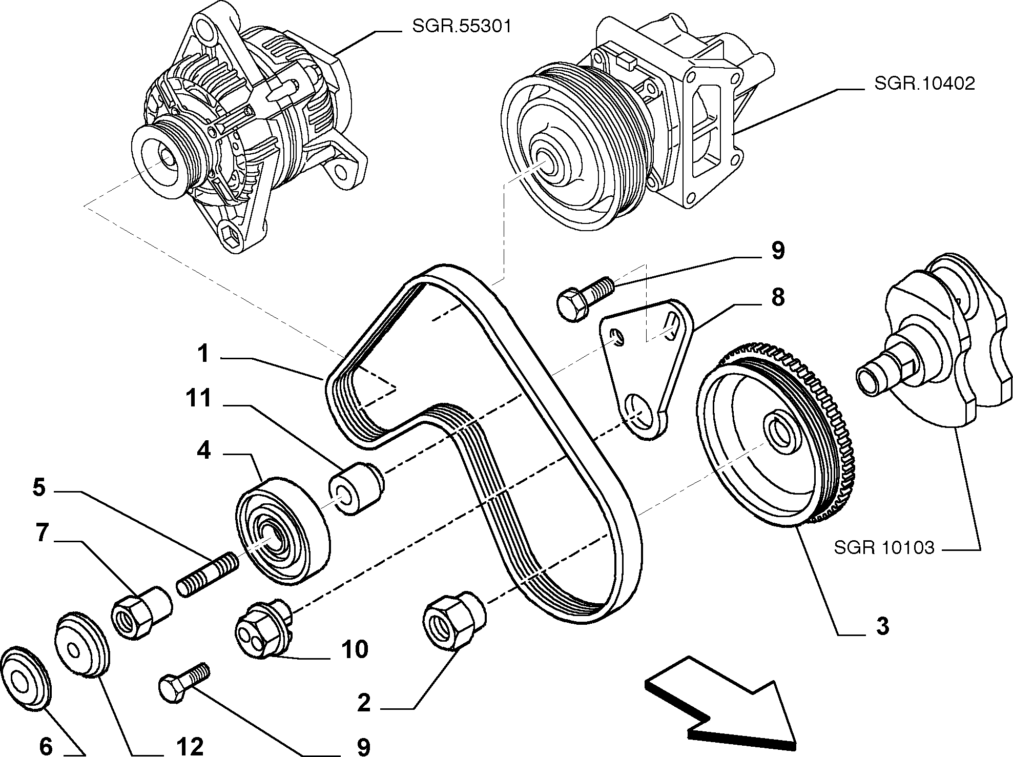 FCA 46 537 101 - Rola ghidare / conducere, curea transmisie allinparts.ro
