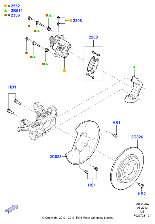 FORD 8A8Z 2386-A - Set bucsi de ghidaj, etrier frana allinparts.ro