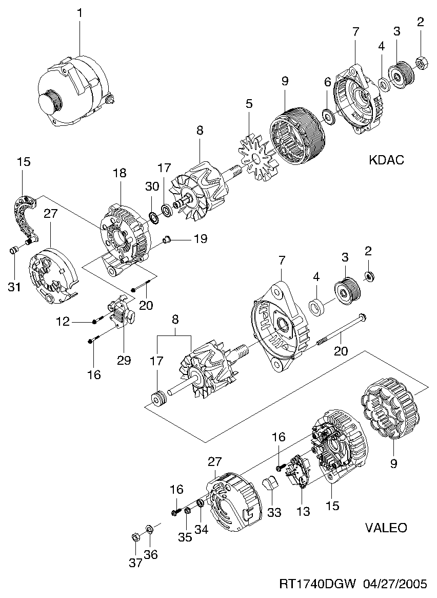 DAEWOO 96404263 - Generator / Alternator allinparts.ro