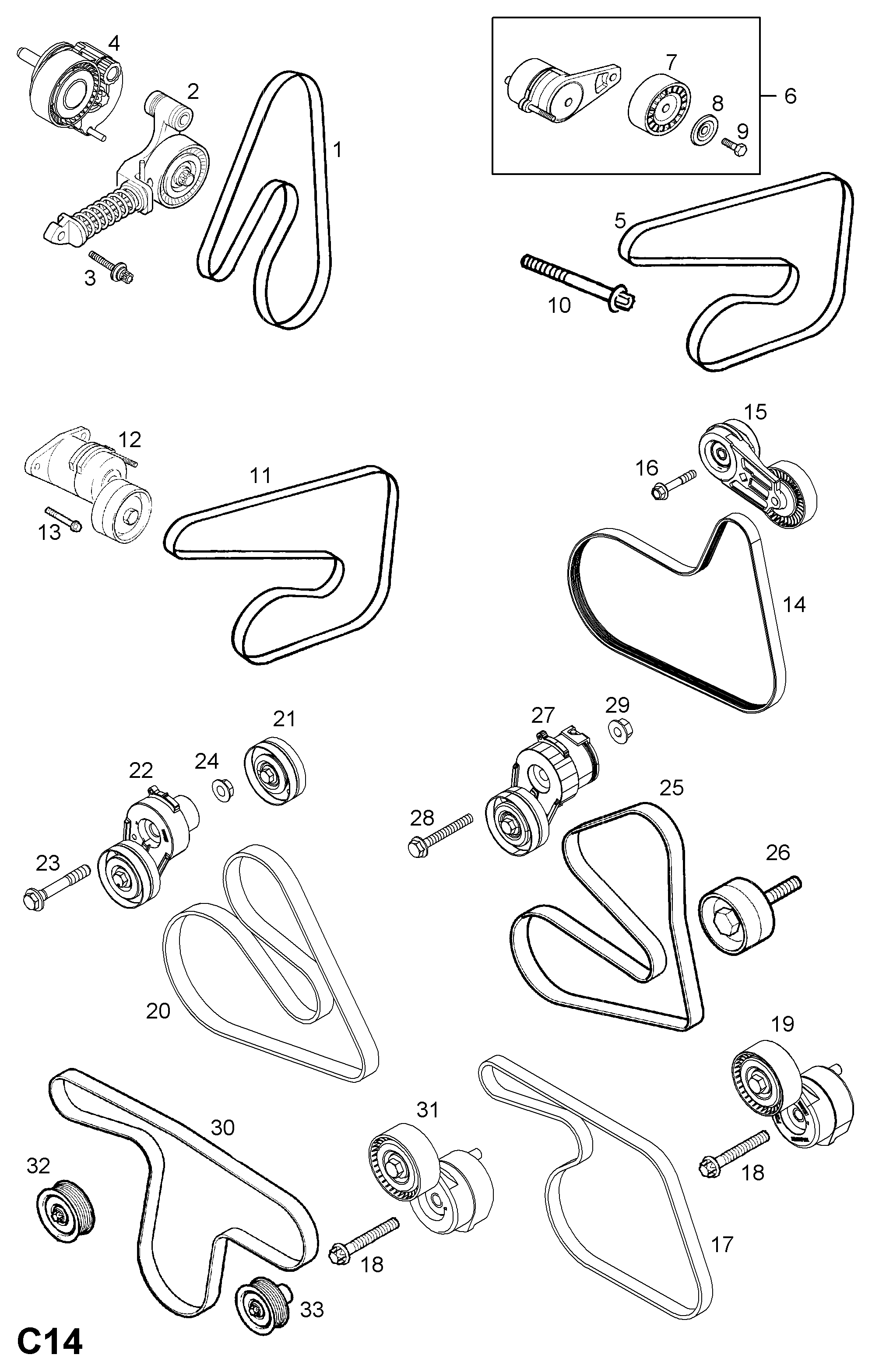 PSA 13 40 258 - Intinzator curea, curea distributie allinparts.ro