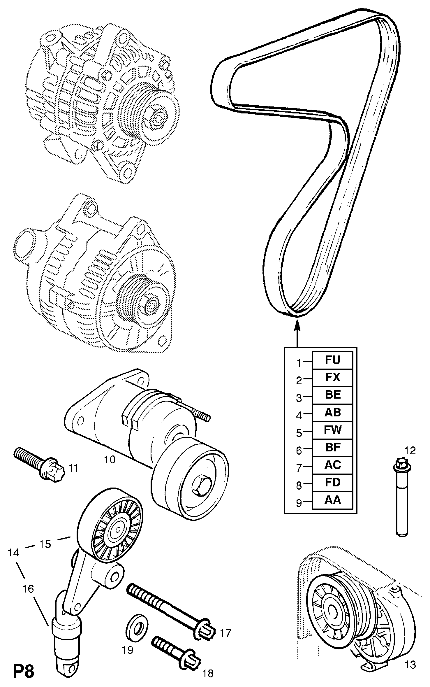 GM 1340548 - Intinzator curea, curea distributie allinparts.ro