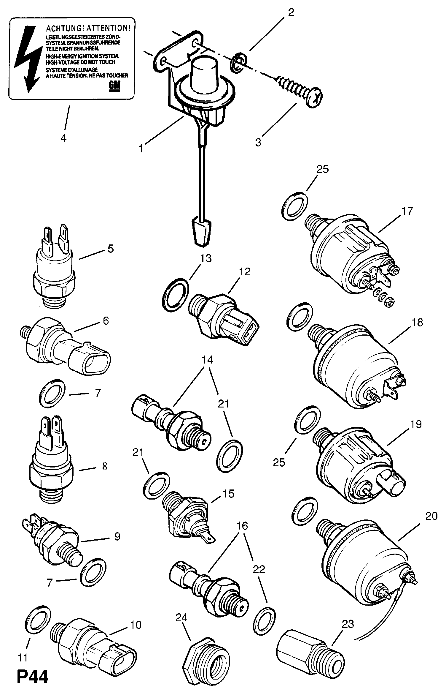 GM 1252562 - Senzor,presiune ulei allinparts.ro
