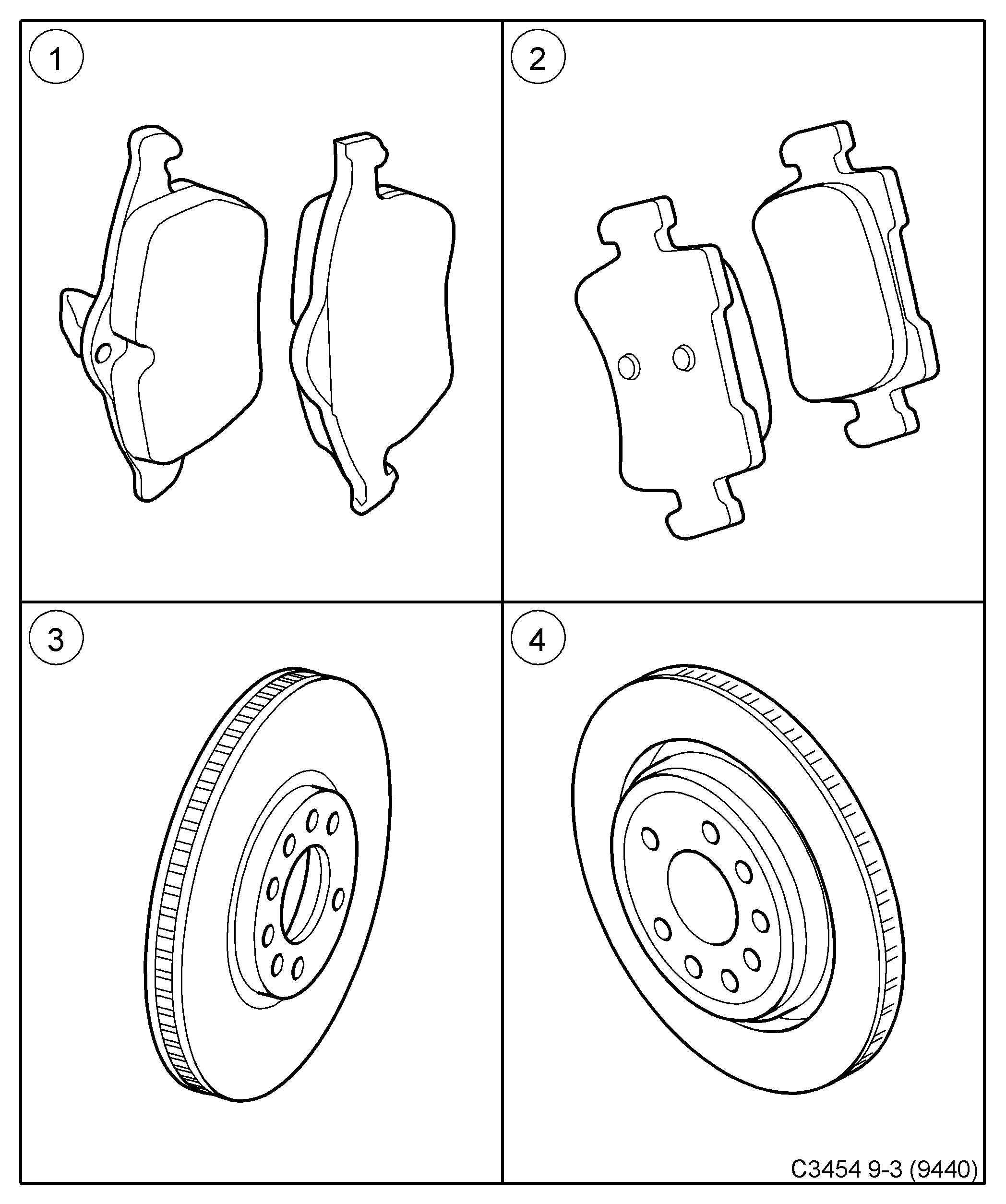 SAAB 93166942 - Set placute frana,frana disc allinparts.ro